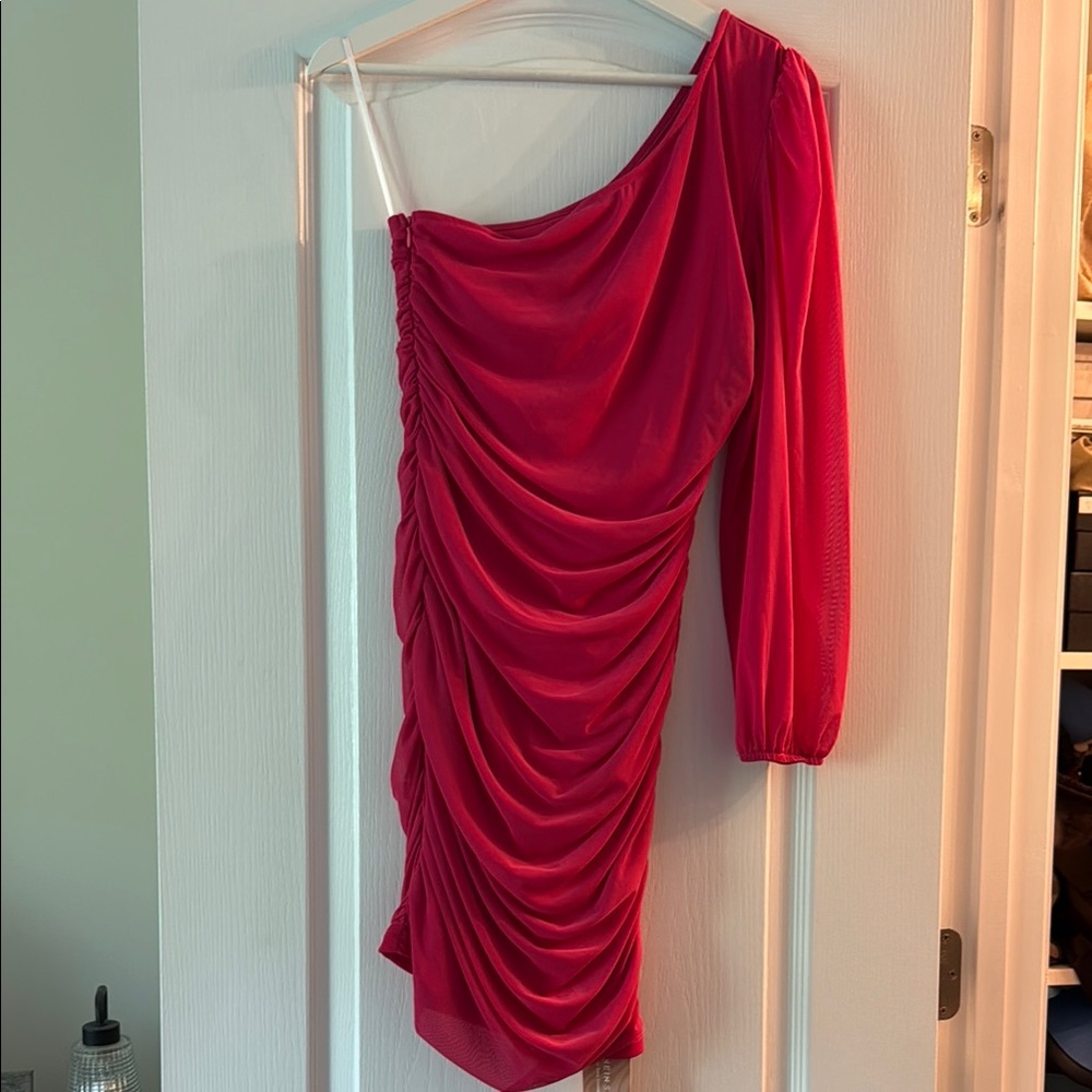 SHEIN Vibrant Red One-Shoulder Dress